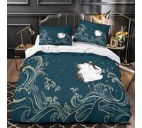 ZAWPPEUIO 3D Design Printed 3 Pieces Bedding Set Bedroom Decor Super Crane Comforter Cover Easy Care Machine Washable for Boys,Kids,Women Japanese Quilt Cover Double（200x200cm）