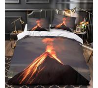 ZAWPPEUIO 3D Design Printed 3 Pieces Bedding Set Bedroom Decor Zipper Closure Super Volcano Eruption Quilt Cover Machine Washable Easy Care for Kids,Teens,Adults Night Duvet Cover Single（135x200cm）