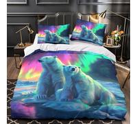 ZAWPPEUIO 3D Design Printed 3 Pieces Bedding Set Polar Bears Comforter Cover Home Decor Zipper Extra Soft Easy Care Washable for Boys,Girls,Teens istic Wildlife Painting Quilt Cover Double（200x200cm）