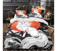 ZAWPPEUIO 3D Design Printed 3 Pieces Bedding Set Room Decor Ultra Mythical Fox Comforter Cover Hypoallergenic Easy Care for Kids,Youth,Teens Japanese Quilt Cover Super king（260x220cm）