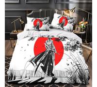 ZAWPPEUIO 3D Design Printed 3 Pieces Bedding Set Room Decor Ultra Samurai Warrior Quilt Cover Breathable Wrinkle-Resistant for Teens,Boys,Children black White Duvet Cover Single（135x200cm）