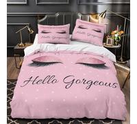 ZAWPPEUIO 3D Design Printed 3 Pieces Bedding Set Room Decor Zipper Super Soft Pink Glitter Eyes Quilt Cover Durable Hotel Quality for Girls,Youth,Teenagers Beauty Makeup Duvet Cover Single（140x200cm）