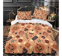 ZAWPPEUIO 3D Design Printed 3PCs Bedding Set Bed Decor Design Ultra Halloween Candy Comforter Cover Washable All Season for Teens,Adults,Kids Coon Festive Quilt Cover Double（200x200cm）
