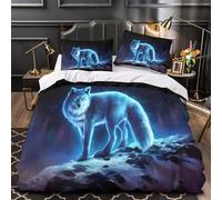 ZAWPPEUIO 3D Design Printed 3PCs Bedding Set Bed Decor Extra Arctic Wolf Comforter Cover Hypoallergenic Machine Washable for Girls,Teens,Adults Fantasy Night Quilt Cover King（220x240cm）