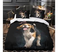 ZAWPPEUIO 3D Design Printed 3PCs Bedding Set Bed Decor Extra Beagle Puppy Comforter Cover Hypoallergenic Machine Washable for Girls,Teens,Adults Watercolor Quilt Cover Double（200x200cm）
