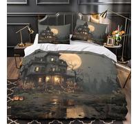 ZAWPPEUIO 3D Design Printed 3PCs Bedding Set Bed Decor Extra Haunted Mansion Comforter Cover Hypoallergenic Machine Washable for Girls,Teens,Adults gothic Horror Quilt Cover Double（200x200cm）