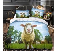 ZAWPPEUIO 3D Design Printed 3PCs Bedding Set Bed Decor Extra Sheep Closeup Comforter Cover Hypoallergenic Machine Washable for Girls,Teens,Adults Nature Pastoral Quilt Cover Super king（260x220cm）