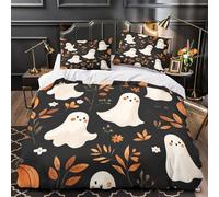 ZAWPPEUIO 3D Design Printed 3PCs Bedding Set Bedroom Decor Hidden Zipper Super Halloween Ghosts Comforter Cover Durable Machine Washable for Teens,Women,Boys cute Coon Quilt Cover Single（135x200cm）