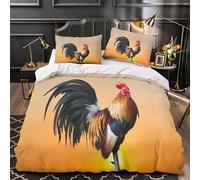 ZAWPPEUIO 3D Design Printed 3PCs Bedding Set Bedroom Decor Super Rooster Standing Comforter Cover Washable Wrinkle-Resistant for Teens,Boys,Women Vibrant Sunset Quilt Cover King（220x240cm）