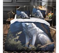 ZAWPPEUIO 3D Design Printed 3PCs Bedding Set Bedroom Decor Super White Wolf Comforter Cover Durable Machine Washable for Teens,Women,Boys Digital Fantasy Quilt Cover Single（135x200cm）