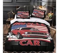 ZAWPPEUIO 3D Design Printed 3PCs Bedding Set Bedroom Decor Zipper Closure Super Soft American Muscle Car Comforter Cover Washable Wrinkle-Resistant for Teens,Boys,Women Quilt Cover Double（200x200cm）
