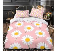 ZAWPPEUIO 3D Design Printed 3PCs Bedding Set Daisy Flowers Comforter Cover Home Decor Hidden Zipper Extra Soft Breathable for Teens,Boys,Girls Coon Floral Duvet Cover Single（140x200cm）