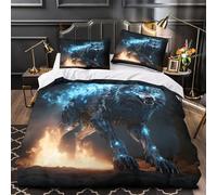 ZAWPPEUIO 3D Design Printed 3PCs Bedding Set Home Decor Hidden Zipper Extra Fantasy Wolf Quilt Cover Breathable Wrinkle-Resistant for Adults,Boys,Teens digital Duvet Cover Double（200x200cm）