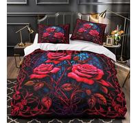ZAWPPEUIO 3D Design Printed 3PCs Bedding Set Home Decor Hidden Zipper Extra Red Roses Quilt Cover Breathable Wrinkle-Resistant for Adults,Boys,Teens Stained Glass Duvet Cover Single（135x200cm）