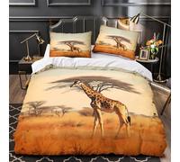 ZAWPPEUIO 3D Design Printed 3PCs Bedding Set Home Decor Ultra Safari Giraffe Standing Quilt Cover Breathable Machine Washable for Adults,Teenagers,Kids African Savanna Duvet Cover Single（140x200cm）