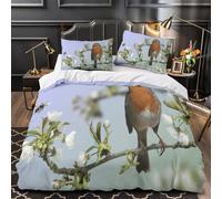 ZAWPPEUIO 3D Design Printed 3PCs Bedding Set Home Decor Zipper Closure Design Robin Bird Perched Duvet Cover Durable Hotel Quality for Girls,Youth,Children Comforter Cover Single（135x200cm）
