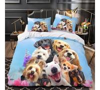 ZAWPPEUIO 3D Design Printed 3PCs Bedding Set Home Decor Zipper Closure Super Happy Dogs Group Duvet Cover Breathable Anti-allergic for Adults,Boys,Teenagers Comforter Cover Double（200x200cm）