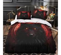 ZAWPPEUIO 3D Design Printed 3PCs Bedding Set Home Decor Zipper Closure Ultra Dark Wolf Quilt Cover Breathable Machine Washable for Adults,Teenagers,Kids Fantasy Digital Duvet Cover Double（200x200cm）