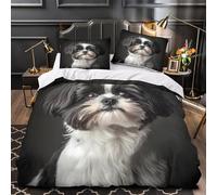 ZAWPPEUIO 3D Design Printed 3PCs Bedding Set Room Decor Zipper Ultra Soft Cute Dog Portrait Comforter Cover Durable Easy Care for Children,Teens,Women studio Pet Quilt Cover King（220x240cm）