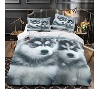 ZAWPPEUIO 3D Design Printed 3PCs Bedding Set Room Decor Zipper Ultra Soft Siberian Husky Comforter Cover Durable Easy Care for Children,Teens,Women Wild Arctic Quilt Cover King（220x240cm）