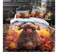 ZAWPPEUIO 3D Print 3 Pcs Bedding Set Bed Decor Design Super Autumn Dog Joy Quilt Cover Hypoallergenic Easy Care for Teens,Youth,Children Cute Pet Duvet Cover King（220x240cm）