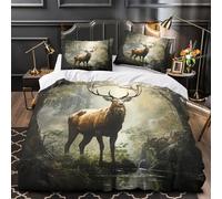 ZAWPPEUIO 3D Print 3 Pcs Bedding Set Bed Decor Design Super Forest Deer Majestic Quilt Cover Hypoallergenic Easy Care for Teens,Youth,Children Wild Animal Duvet Cover Super king（260x220cm）