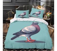 ZAWPPEUIO 3D Print 3 Pcs Bedding Set Bed Decor Hidden Zipper Super Pigeon Illustration Comforter Cover Breathable All Season for Girls,Kids,Teens Coon Bird Quilt Cover King（220x240cm）