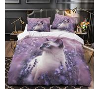 ZAWPPEUIO 3D Print 3 Pcs Bedding Set Bed Decor Zipper Closure Design Siamese Cat Comforter Cover Washable Hypoallergenic for Boys,Girls,Adults Nature Garden Quilt Cover Single（135x200cm）