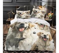 ZAWPPEUIO 3D Print 3 Pcs Bedding Set Bed Decor Zipper Closure Design Super Soft Golden Retriever Joy Quilt Cover Hypoallergenic Easy Care for Teens,Youth,Children Duvet Cover Single（135x200cm）