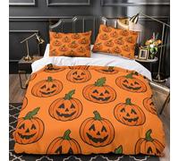 ZAWPPEUIO 3D Print 3 Pcs Bedding Set Bed Decor Zipper Closure Super Halloween Pumpkins Quilt Cover Hypoallergenic All Season for Adults,Boys,Children coon Festive Duvet Cover Single（135x200cm）