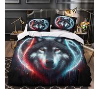 ZAWPPEUIO 3D Print 3 Pcs Bedding Set Bed Decor Zipper Closure Super Wolf Moon Quilt Cover Durable Anti-allergic for Kids,Adults,Women Fantasy Digital Duvet Cover Super king（260x220cm）