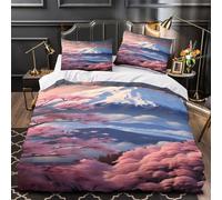 ZAWPPEUIO 3D Print 3 Pcs Bedding Set Bedroom Decor Zipper Closure Design Mount Fuji Scenic Comforter Cover Easy Care Machine Washable for Teens,Youth,Boys Japanese Quilt Cover King（220x240cm）
