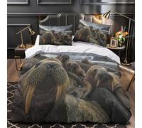 ZAWPPEUIO 3D Print 3 Pcs Bedding Set Bedroom Decor Zipper Closure Design Super Walrus Group Duvet Cover Durable Easy Care for Teenagers,Women,Boys Arctic Wildlife Comforter Cover King（220x240cm）
