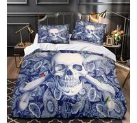 ZAWPPEUIO 3D Print 3 Pcs Bedding Set Home Decor Zipper Extra Soft Skull Bones Duvet Cover Breathable All Season for Teenagers,Girls,Children symbolic Comforter Cover Double（200x200cm）