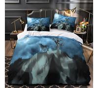 ZAWPPEUIO 3D Print 3 Pcs Bedding Set Home Decor Zipper Extra Soft Wolf Howling Duvet Cover Hypoallergenic Anti-allergic for Girls,Boys,Children Night Fantasy Comforter Cover Single（140x200cm）