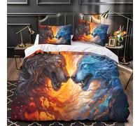 ZAWPPEUIO 3D Print 3 Pcs Bedding Set Room Decor Hidden Zipper Ultra Fire Wolf Comforter Cover Hypoallergenic Easy Care for Kids,Youth,Teens fantasy Beast Quilt Cover Single（140x200cm）