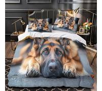 ZAWPPEUIO 3D Print 3-Piece Bedding Set Bed Decor Hidden Zipper Super German Shepherd Quilt Cover Washable Wrinkle-Resistant for Youth,Kids,Women Pet Dog Duvet Cover Single（135x200cm）