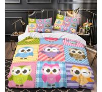 ZAWPPEUIO 3D Print 3 Piece Bedding Set Room Decor Zipper Closure Ultra Soft Washable Cute Owl Quilt Cover for Girls,Boys,Women Hypoallergenic coon Animal Duvet Cover Single（135x200cm）
