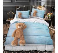 ZAWPPEUIO 3D Print 3 Pieces Bedding Set Bedroom Decor Design Super Teddy Bear Cute Duvet Cover Easy Care Machine Washable for Youth,Teens,Children childhood Toy Comforter Cover Single（135x200cm）