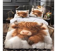 ZAWPPEUIO 3D Print 3 Pieces Bedding Set Home Decor Design Cute Buffalo Duvet Cover Durable Hotel Quality for Girls,Youth,Children Fantasy Animal Comforter Cover Super king（260x220cm）