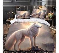 ZAWPPEUIO 3D Print 3 Pieces Bedding Set Room Decor Hidden Zipper Ultra White Wolf Standing Quilt Cover Washable Hypoallergenic for Adults,Girls,Youth fantasy Duvet Cover Super king（260x220cm）
