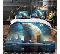 ZAWPPEUIO 3D Print 3PCs Bedding Set Home Decor Hidden Zipper Extra Polar Bear Standing Quilt Cover Hypoallergenic Wrinkle-Resistant for Adults,Girls,Children digital Duvet Cover Super king（260x220cm）