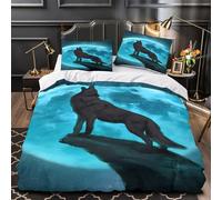 ZAWPPEUIO 3D Print 3PCs Bedding Set Home Decor Hidden Zipper Super Soft Wolf Howling Duvet Cover Durable Hotel Quality for Adults,Girls,Teenagers Fantasy Night Comforter Cover Super king（260x220cm）