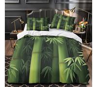 ZAWPPEUIO 3D Print 3PCs Bedding Set Home Decor Zipper Closure Design Extra Bamboo Forest Duvet Cover Durable Anti-allergic for Teenagers,Teens,Girls Nature Green Comforter Cover King（220x240cm）