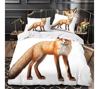 ZAWPPEUIO 3D Print 3PCs Bedding Set Room Decor Zipper Extra Soft Red Fox Standing Comforter Cover Durable Hotel Quality for Kids,Teenagers,Adults Wild Animal Quilt Cover Super king（260x220cm）