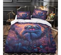 ZAWPPEUIO 3D Printed 3 Pcs Bedding Set Bed Decor Hidden Zipper Super Soft Cute Sloths Hugging Quilt Cover Durable Wrinkle-Resistant for Adults,Kids,Teenagers Fantasy Duvet Cover Super king（260x220cm）