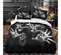 ZAWPPEUIO 3D Printed 3 Pcs Bedding Set Bed Decor Hidden Zipper Super Soft Horror Hands Quilt Cover Durable Wrinkle-Resistant for Adults,Kids,Teenagers creepy Zombie Duvet Cover Super king（260x220cm）