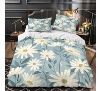 ZAWPPEUIO 3D Printed 3 Pcs Bedding Set Bedroom Decor Design Daisy Flowers Duvet Cover Easy Care Machine Washable for Youth,Teens,Children botanical Comforter Cover Double（200x200cm）
