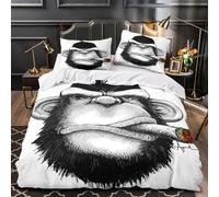 ZAWPPEUIO 3D Printed 3 Pcs Bedding Set Bedroom Decor Zipper Closure Ultra Angry Monkey Comforter Cover Hypoallergenic Machine Washable for Girls,Adults,Teens coon Quilt Cover Single（135x200cm）