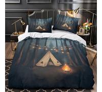 ZAWPPEUIO 3D Printed 3 Pcs Bedding Set Forest Camping Duvet Cover Home Decor Hidden Zipper Super Breathable Durable Easy Care for Teens,Adults,Kids cozy Night Tent Quilt Cover Double（200x200cm）